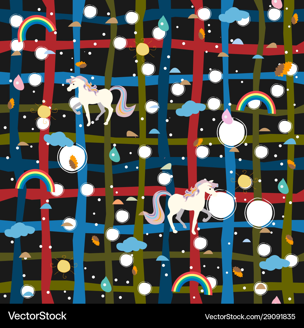 Unicorn seamless pattern with decorative elements Unicorn seamless pattern with decorative elements vector image