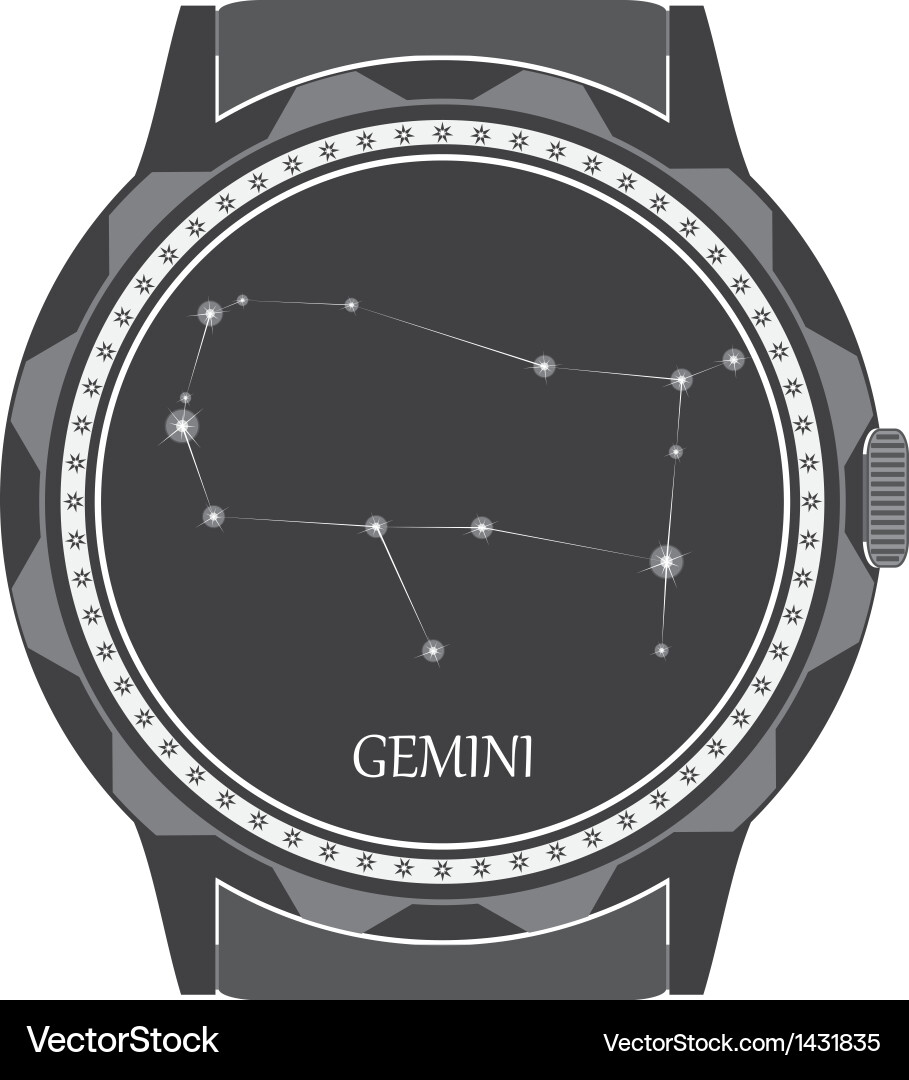 Watch dial with the zodiac sign gemini Vector Image