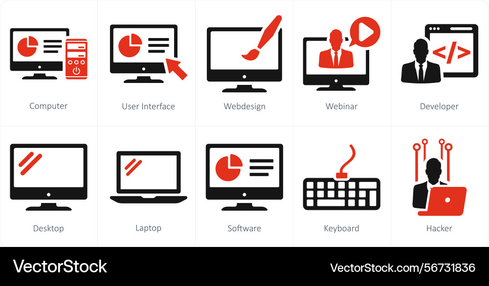 A set of 10 internet computer icons vector image