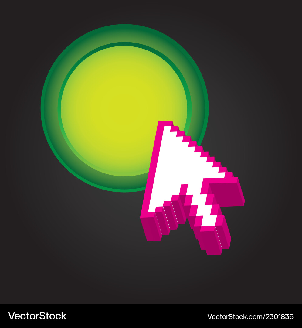 Arrow cursor pressing button over black background vector image