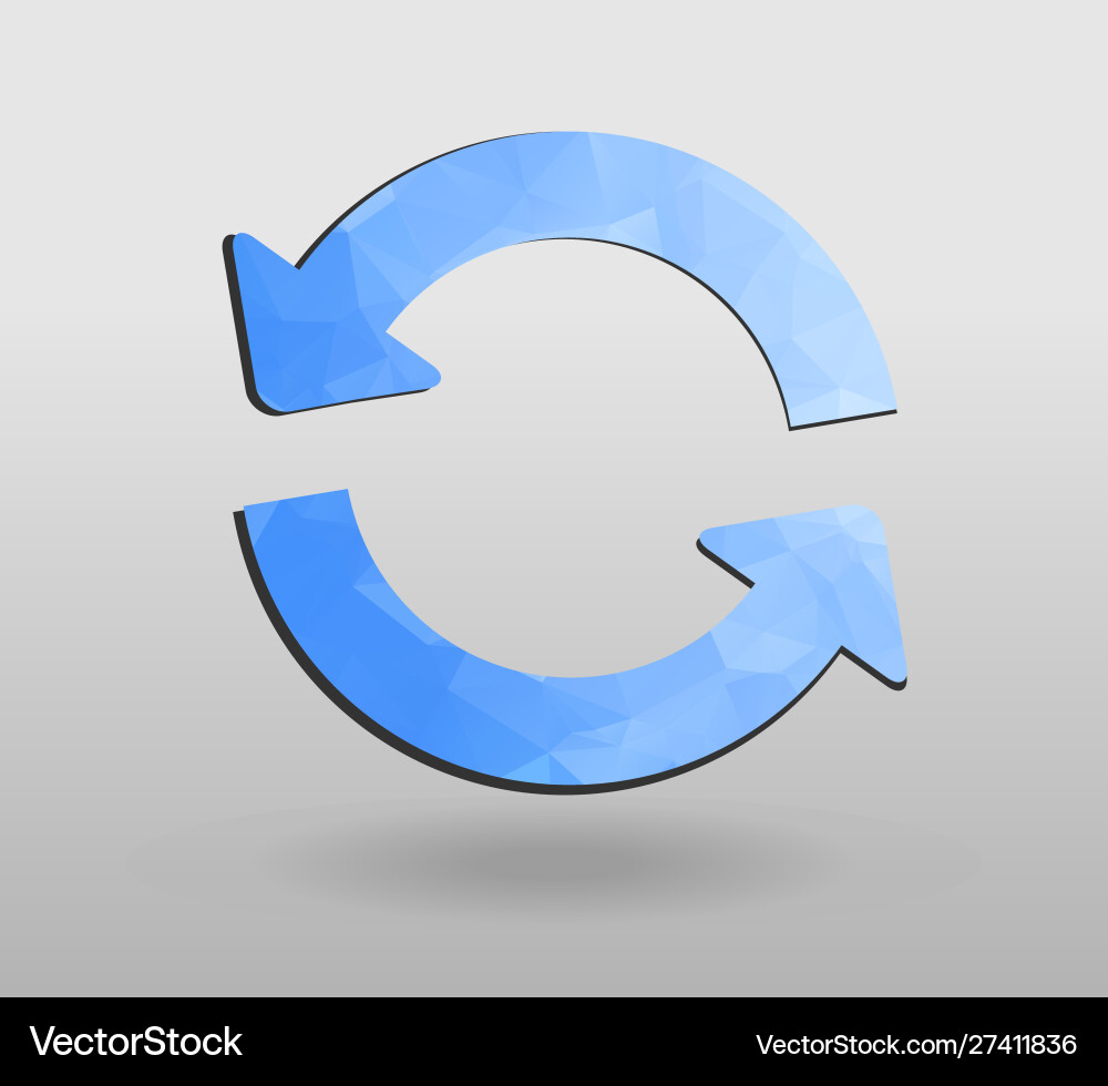 Arrow refresh icon reload sign with polygonal Arrow refresh icon reload sign with polygonal Vector Image