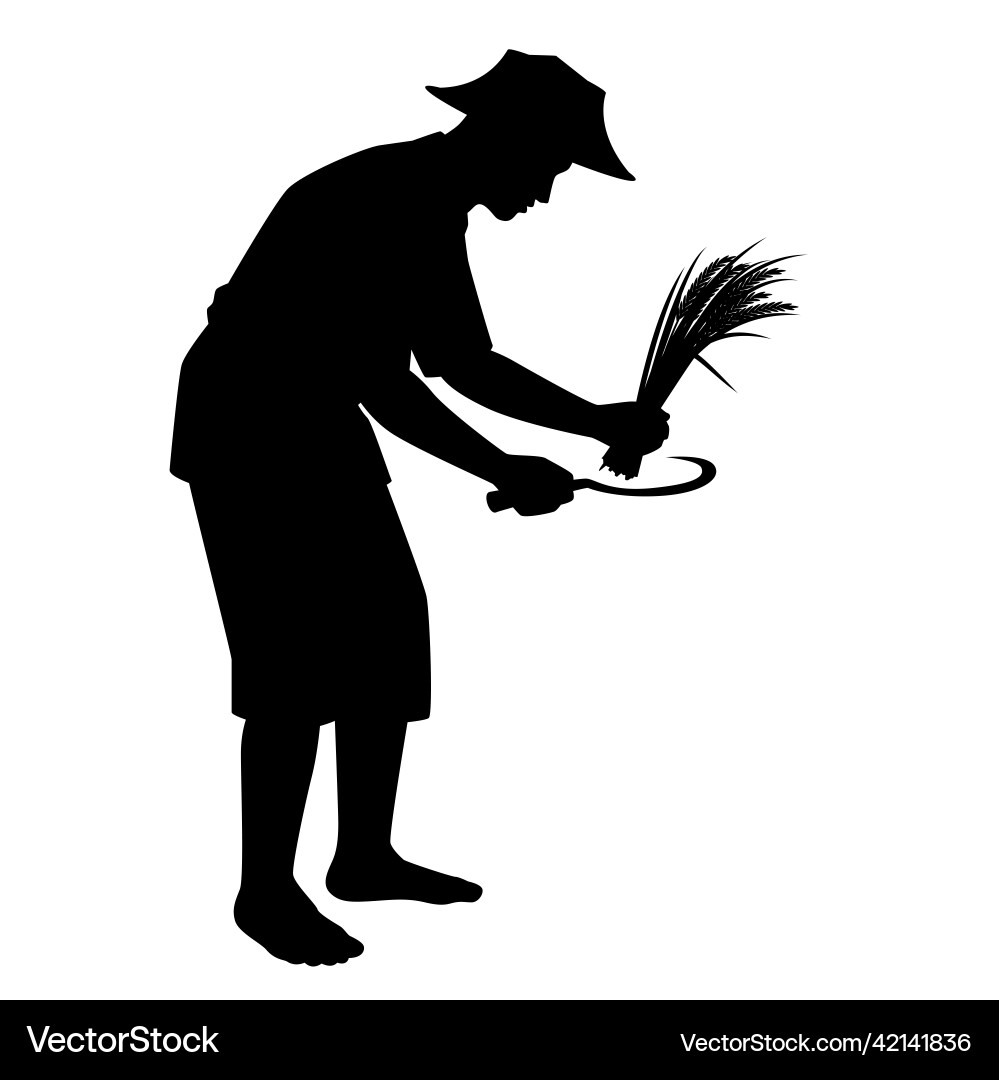 Asian farmer silhouette Asian farmer silhouette vector image
