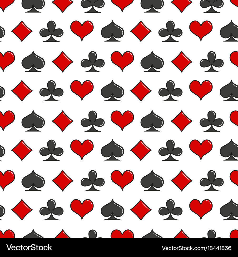 Card suits simple line style seamless pattern Vector Image