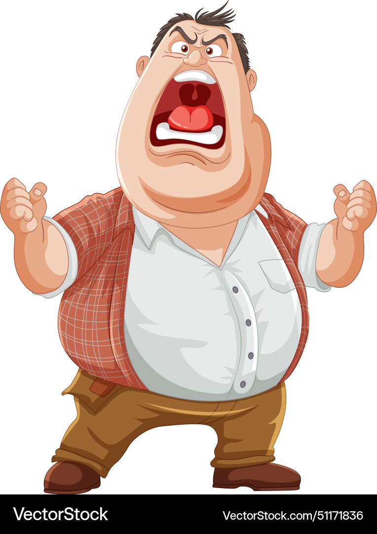 Cartoon of a man yelling looking very angry Cartoon of a man yelling looking very angry vector image