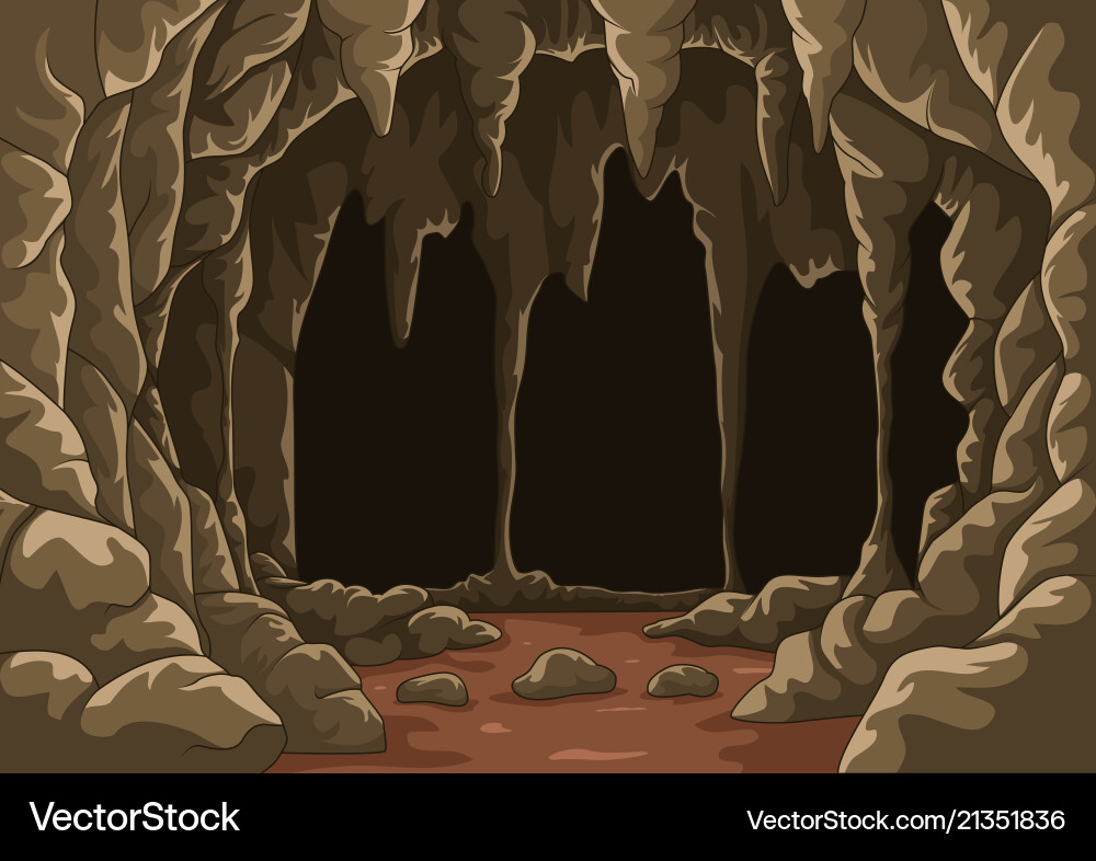 Cartoon the cave with stalactites Royalty Free Vector Image