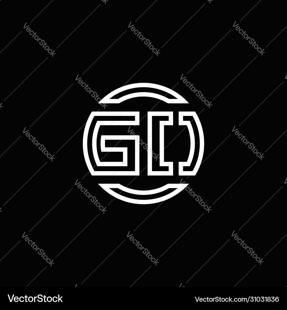 Go logo monogram with negative space circle Go logo monogram with negative space circle Vector Image