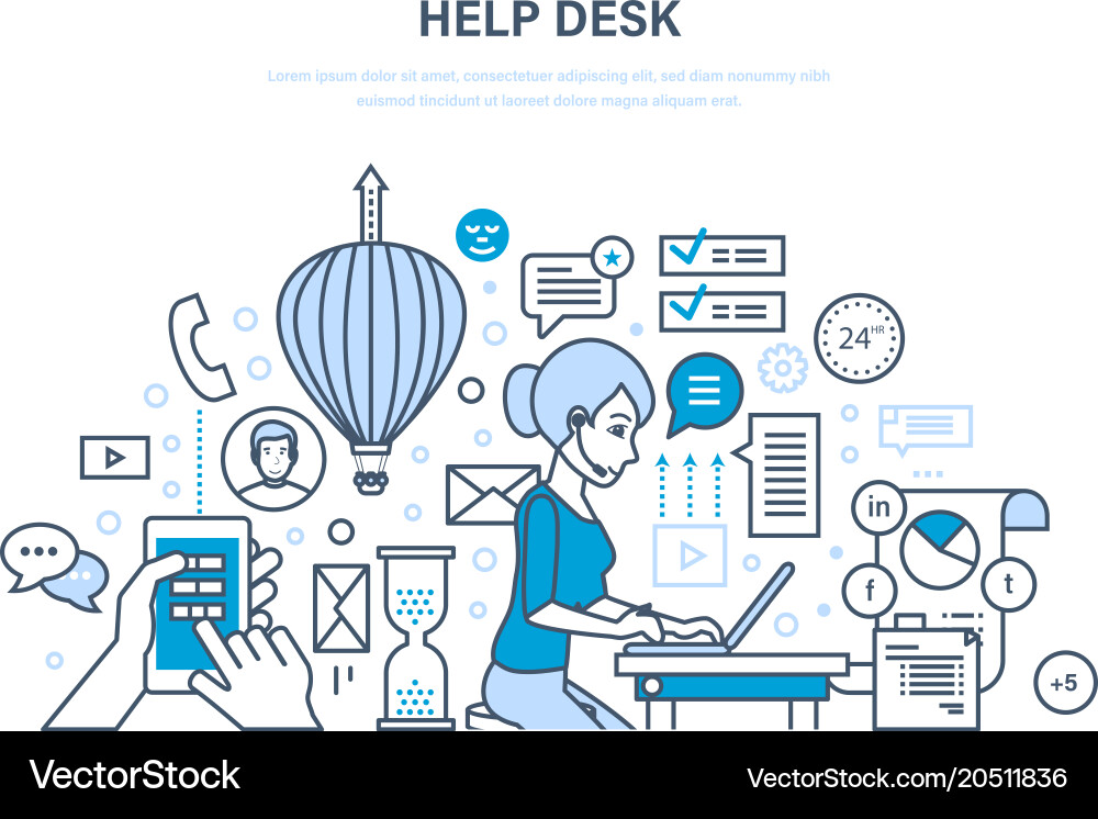 Help desk technical support system consulting vector image