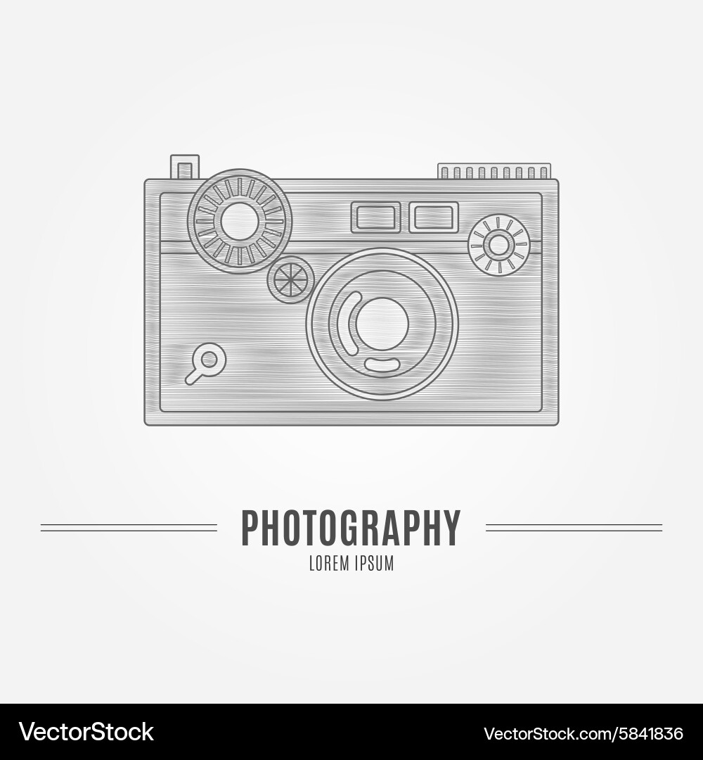 Old camera - branding identity element isolated vector image