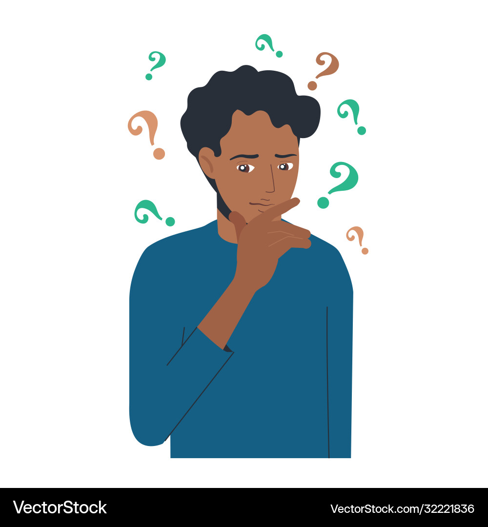 Portrait young troubled black man boy vector image