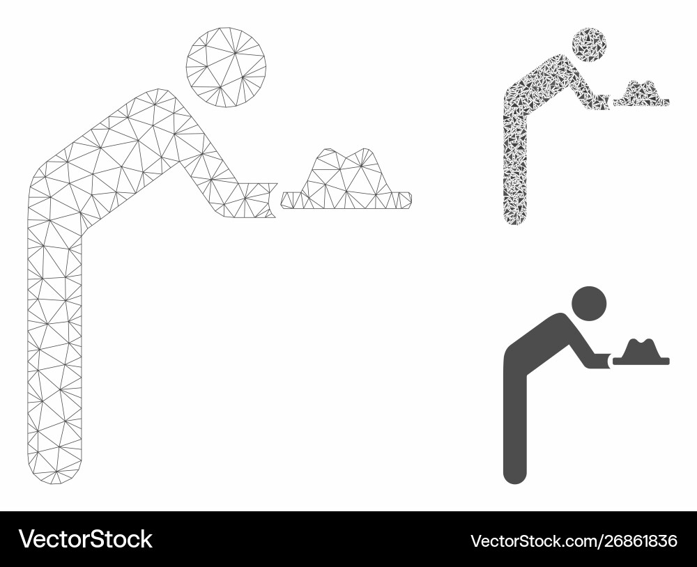 Servant with hat mesh 2d model and triangle Servant with hat mesh 2d model and triangle vector image