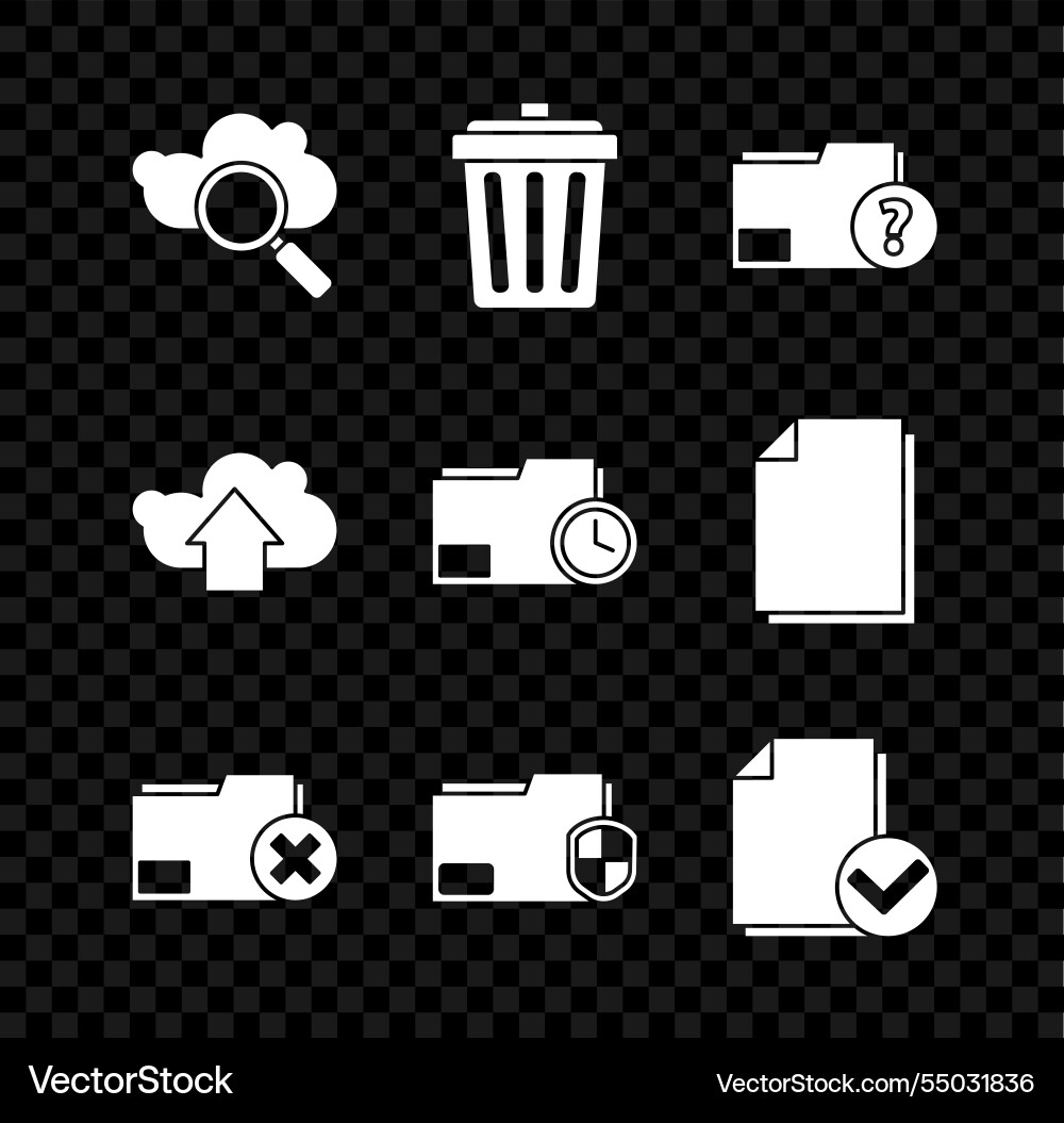Set search cloud computing trash can unknown Set search cloud computing trash can unknown vector image