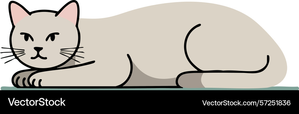 Sleeping beige cat lying down minimal design Vector Image