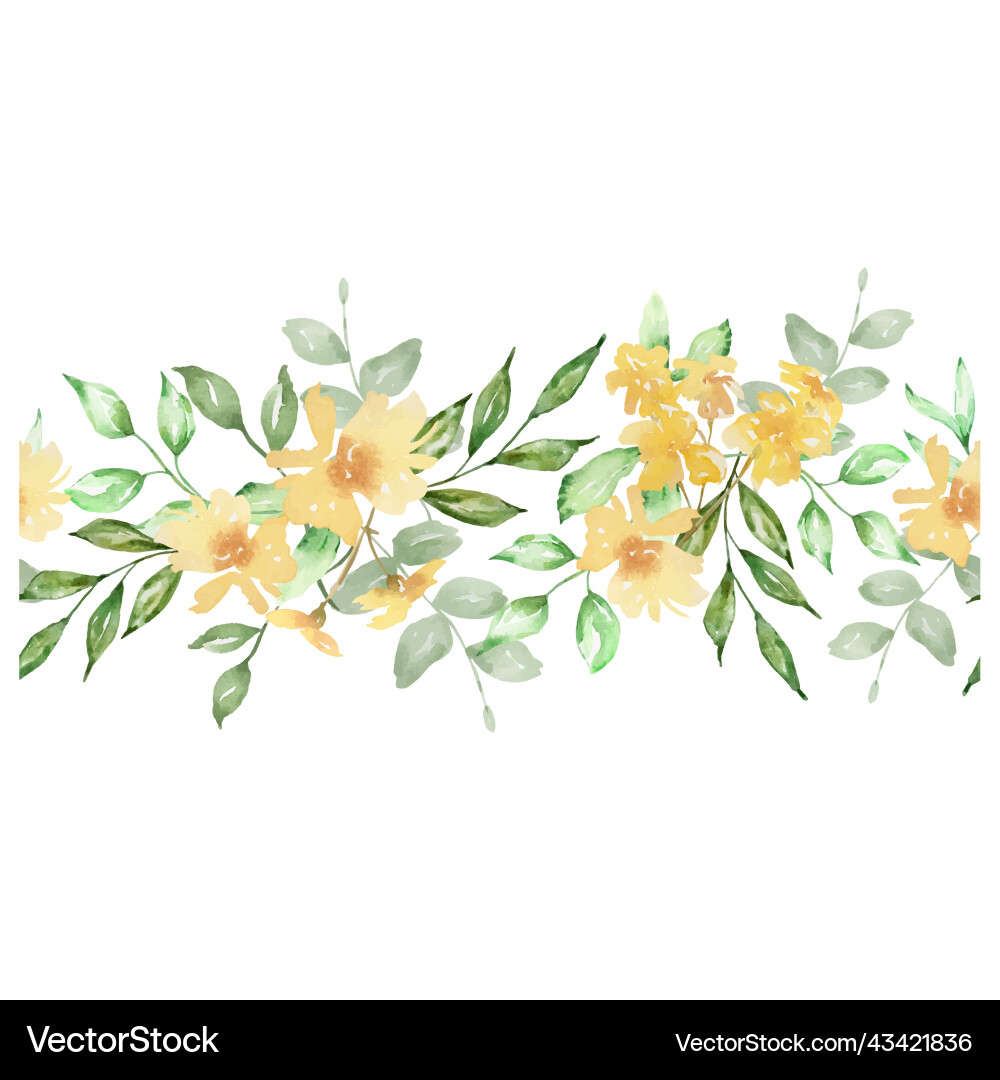 Watercolor seamless border of yellow flowers Vector Image