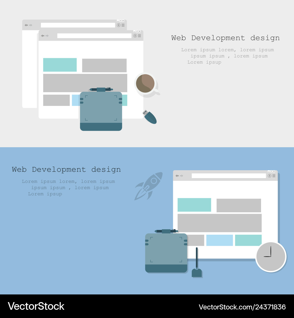 Web development design brochure two variants Web development design brochure two variants vector image