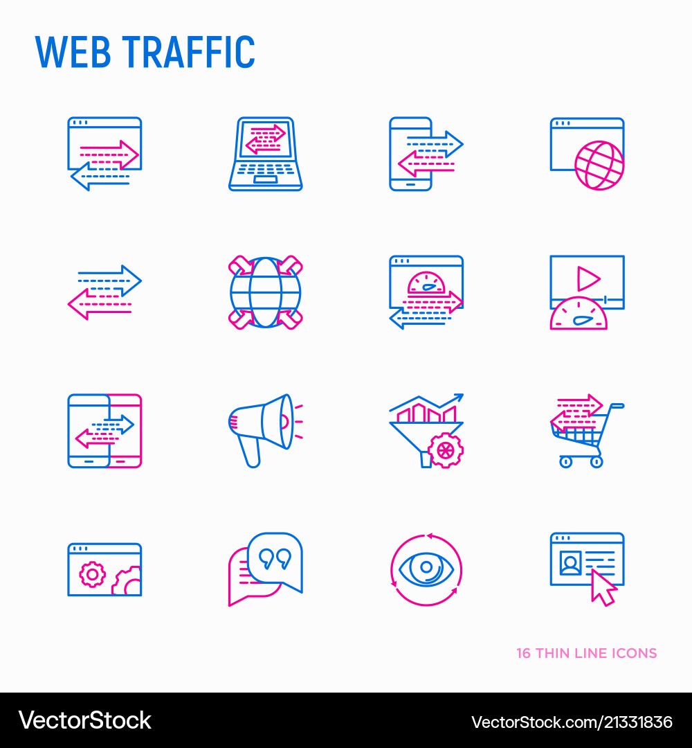 Web traffic thin line icons set Web traffic thin line icons set vector image