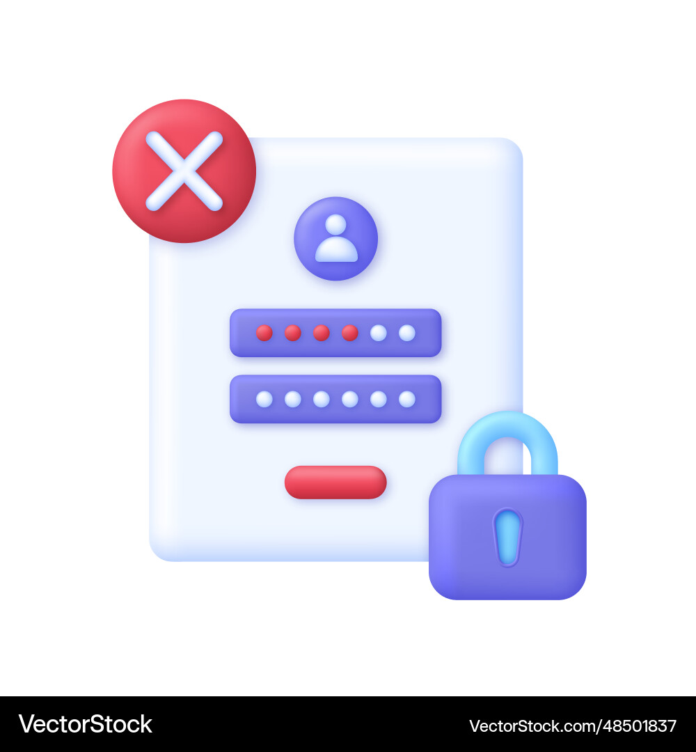 3d inorrect password 3d inorrect password vector image