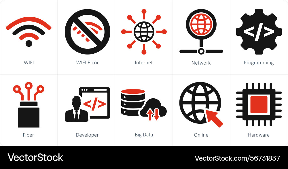 A set of 10 internet computer icons as wifi vector image