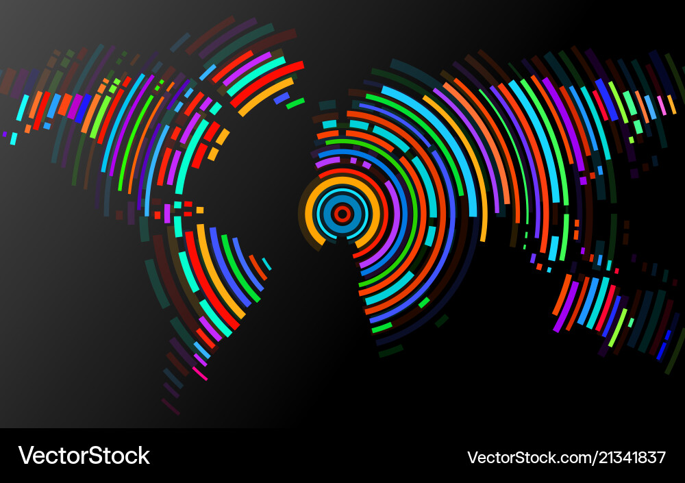 Abstract world map of radial lines Abstract world map of radial lines vector image