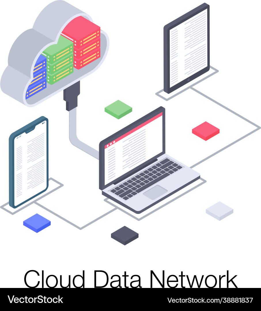Cloud data network vector image