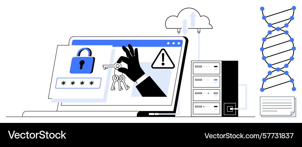 Cybersecurity and data protection with lock keys vector image