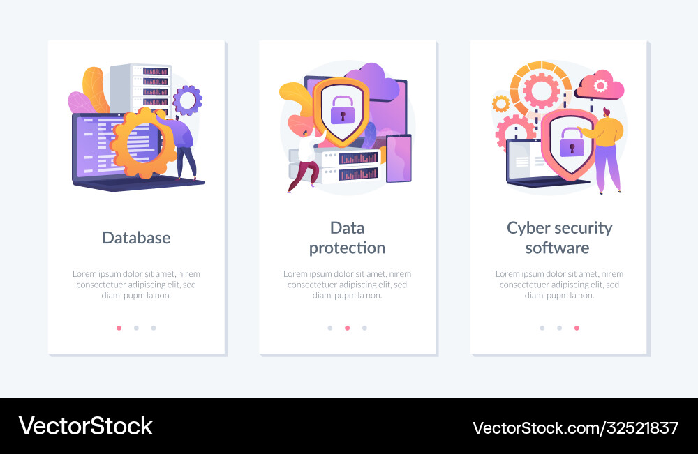 Data protection app interface template Vector Image