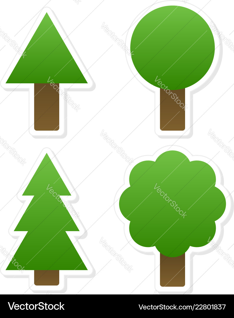 Different tree shapes isolated forest nature Different tree shapes isolated forest nature vector image