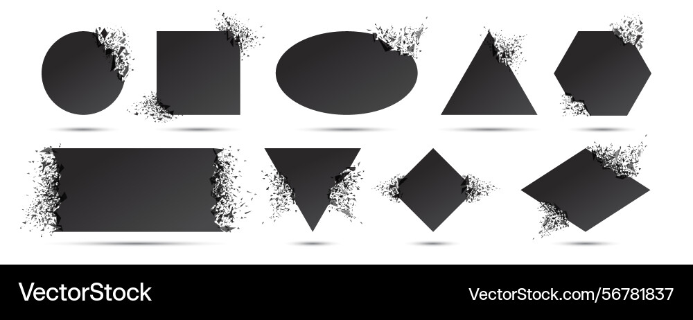 Disintegration effect frame broken background Disintegration effect frame broken background vector image