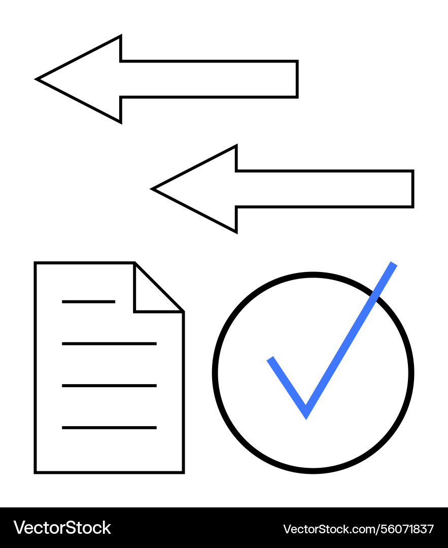 Document exchange process with arrows checklist Document exchange process with arrows checklist vector image