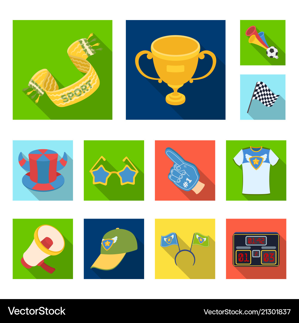 Fan and attributes flat icons in set collection Vector Image