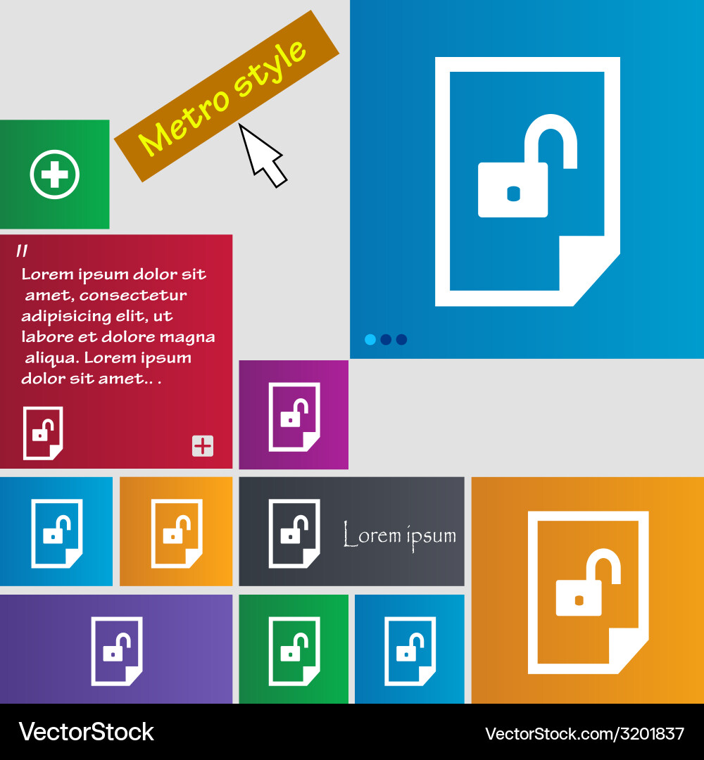File unlocked icon sign set of coloured buttons vector image