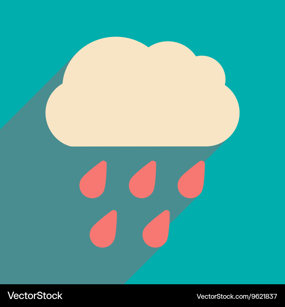 Flat with shadow icon and mobile application rain Vector Image