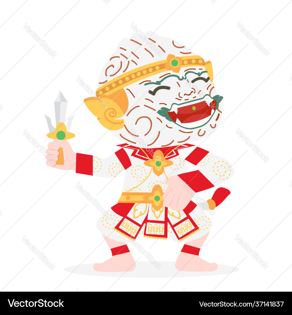 Hanuman thai charakter karikatur Hanuman thai charakter karikatur vektorbild