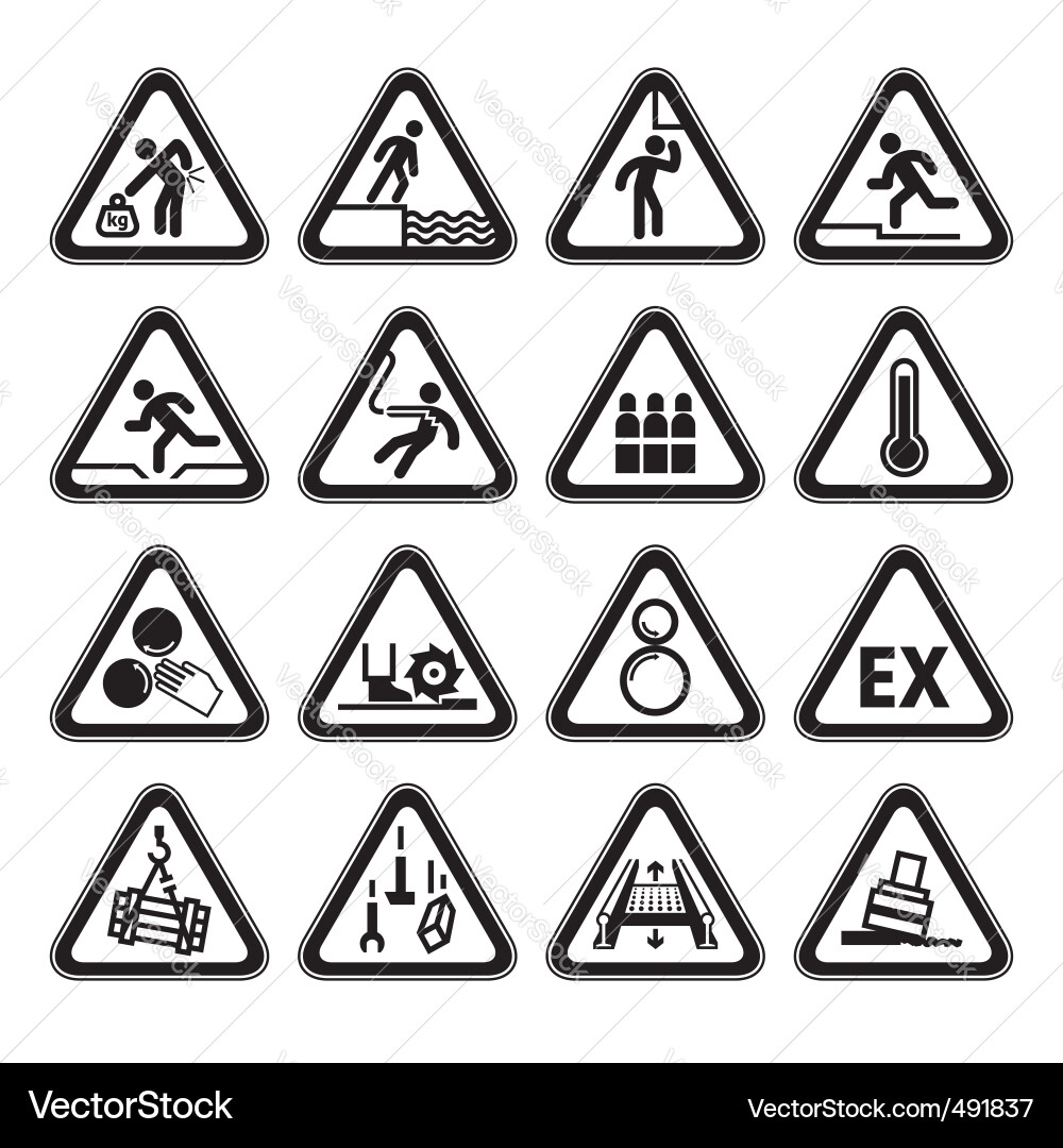 Hazard Warning Signs - Triangular Set Vector Image