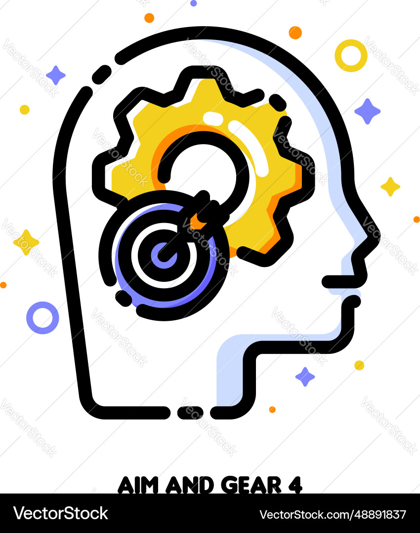 Icon of gear and dartboard with arrow Vector Image