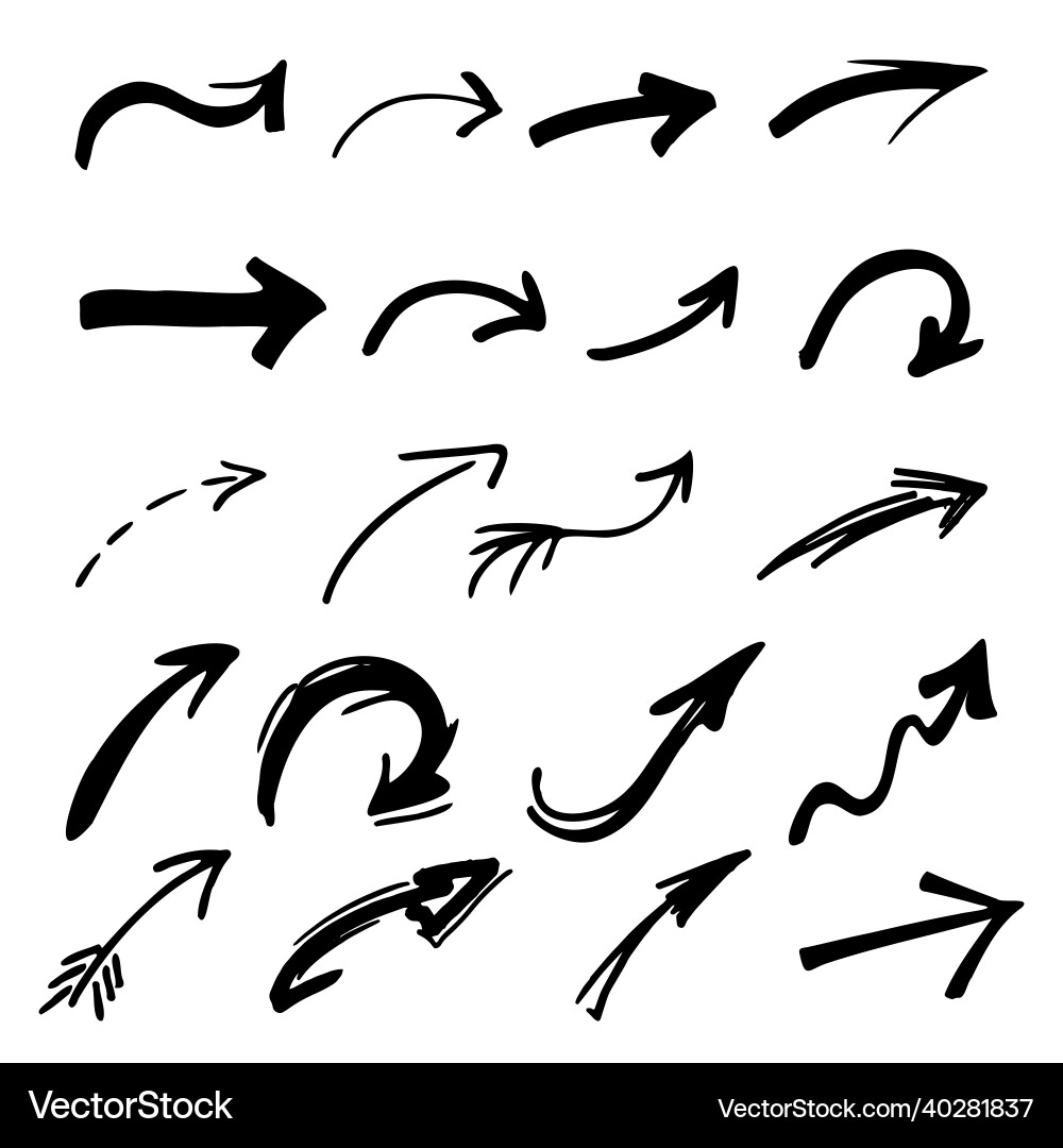 Large assembly of different arrows many sizes vector image