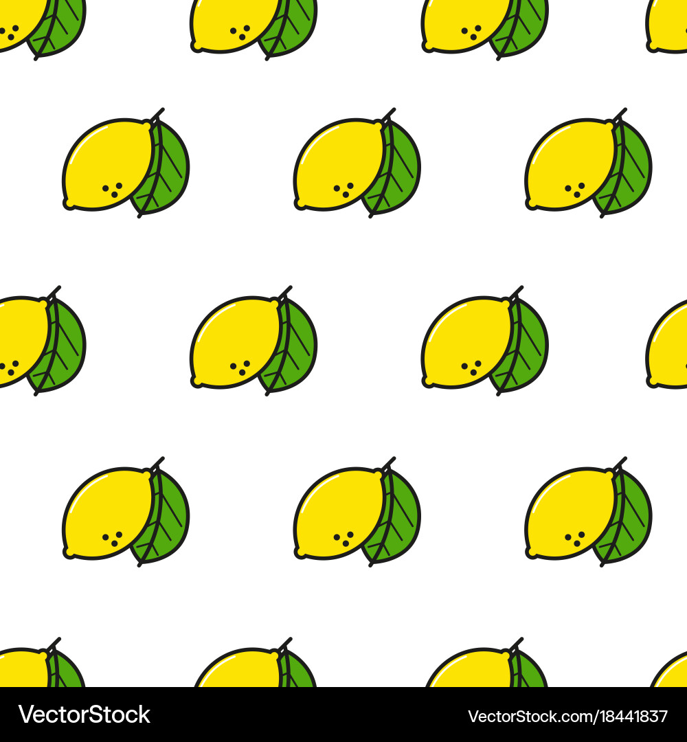 Lemon simple line style seamless pattern vector image