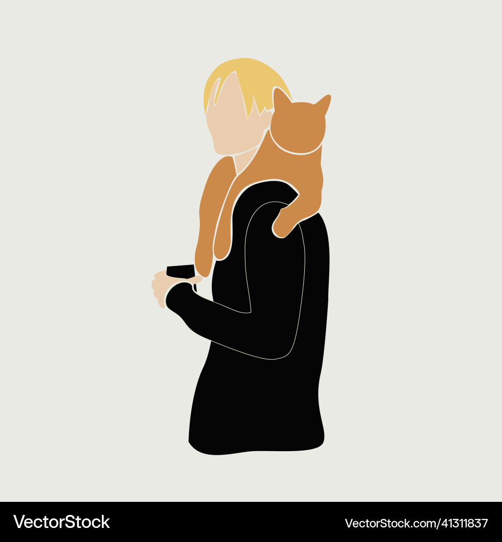Man and cat abstract minimalistic Man and cat abstract minimalistic vector image