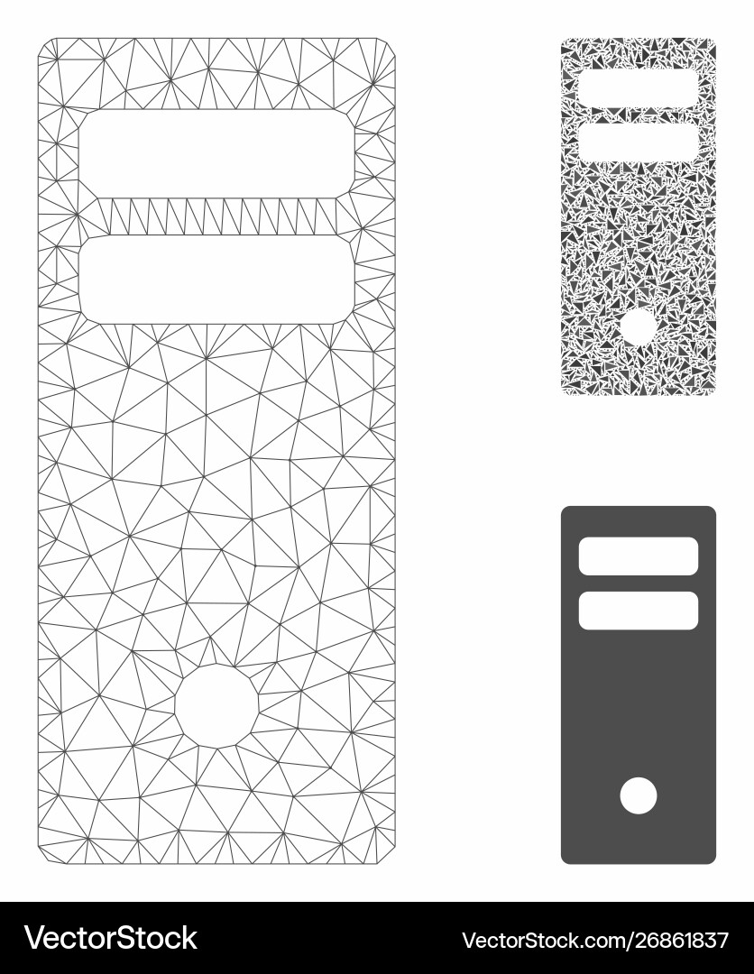 Server mainframe mesh wire frame model Server mainframe mesh wire frame model vector image