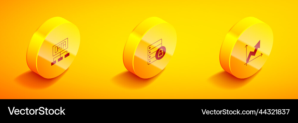Set isometric data analysis server security Set isometric data analysis server security vector image