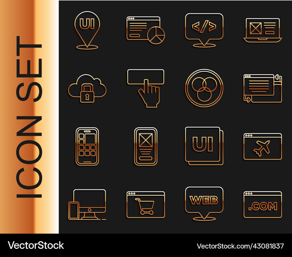 Set line ui or ux design website template front Set line ui or ux design website template front vector image