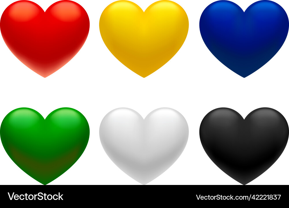 Set of three dimensional hearts different vector image