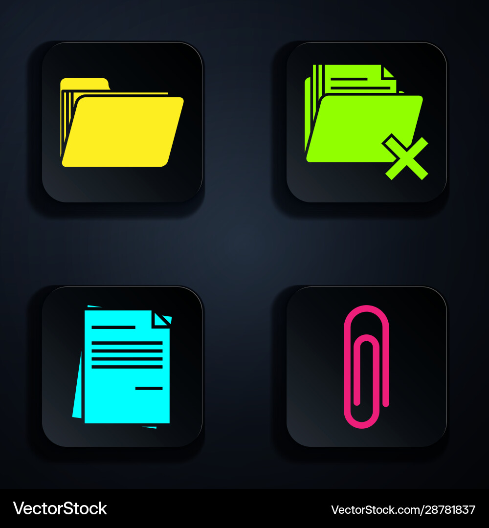Set paper clip document folder file Set paper clip document folder file vector image