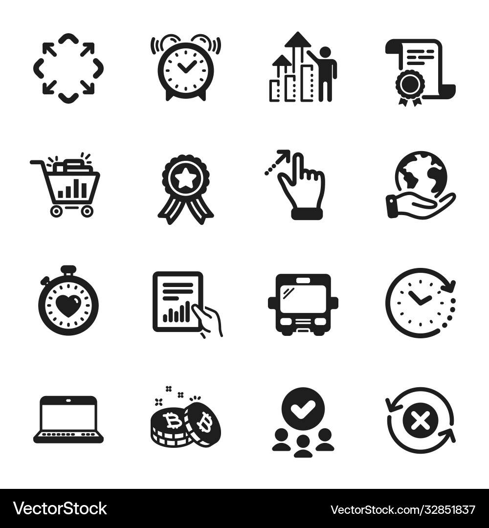 Set technology icons such as time change Set technology icons such as time change Vector Image