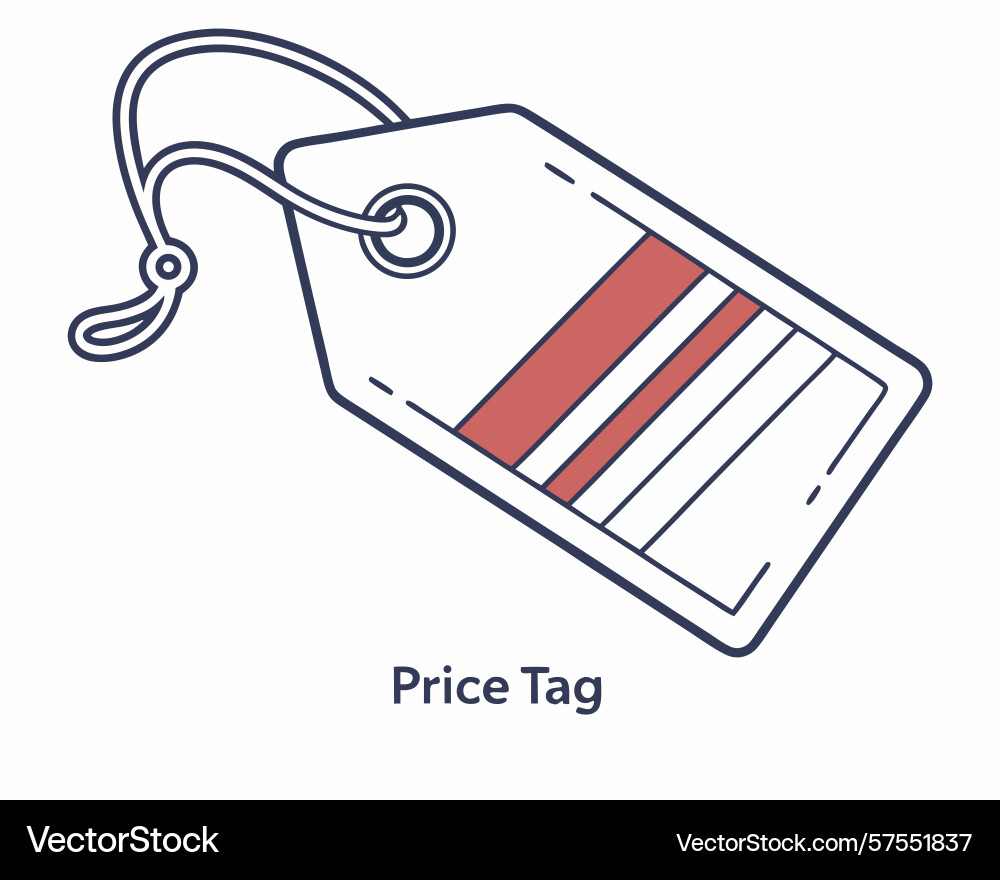 Simple and stylish of a price tag with red stripe vector image