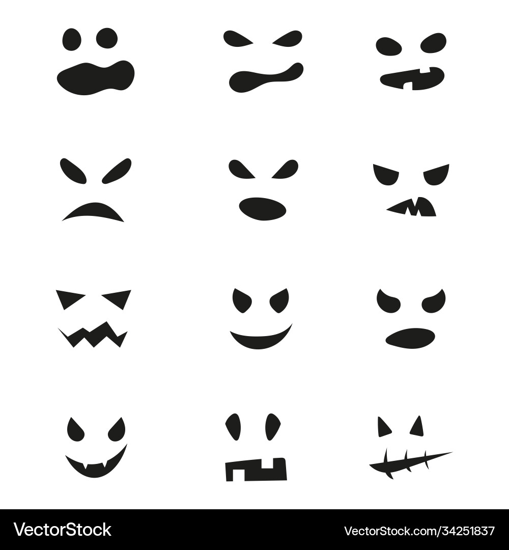 Spooky Halloween Masks - Scary Faces Vector Image