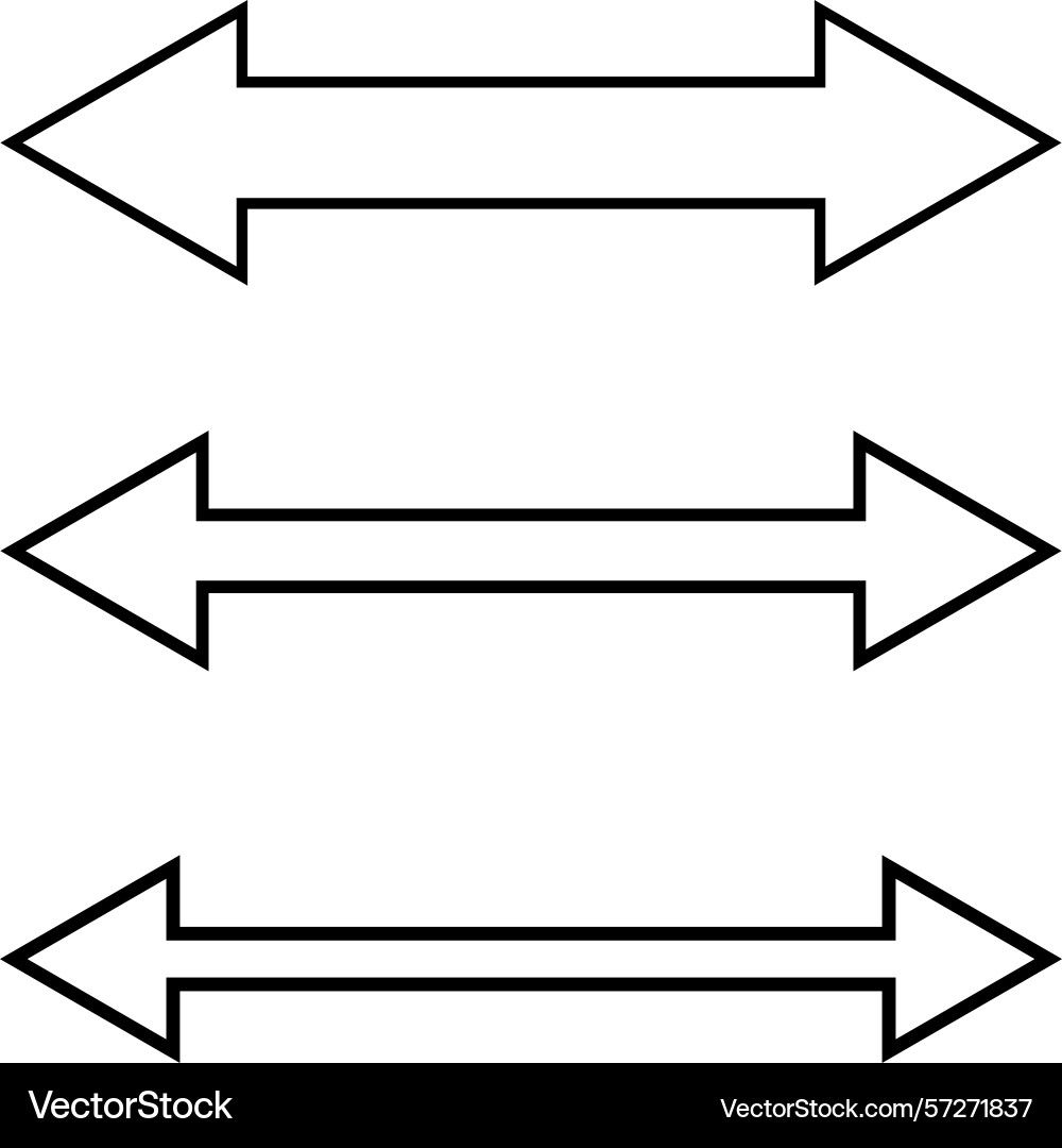Three double sided arrows in various sizes vector image