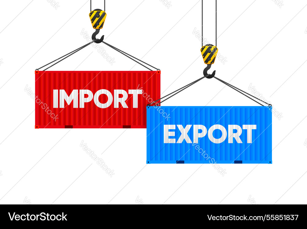Two cargo containers with import and export port Vector Image