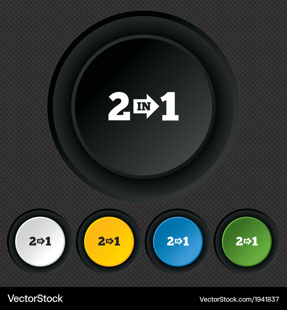 Two in one sign icon 2 1 symbol with arrow Vector Image