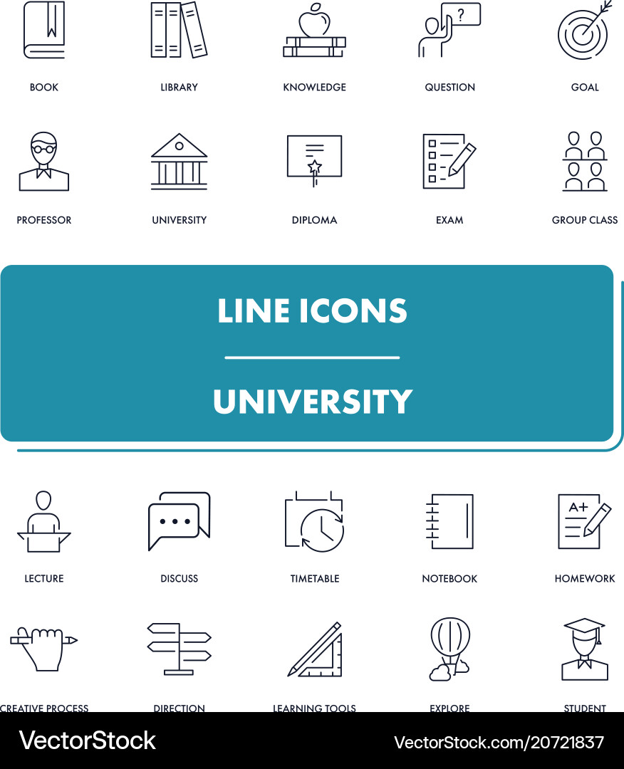 University Line Icons Vector Image