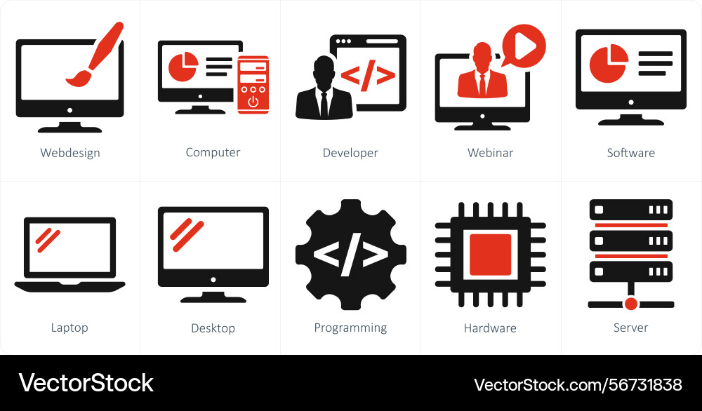 A set of 10 internet computer icons as web design vector image